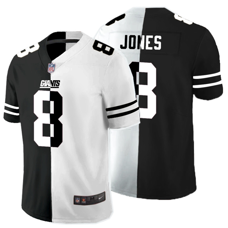 Men's New York Giants #8 Daniel Jones Black & White Split Stitched Jersey